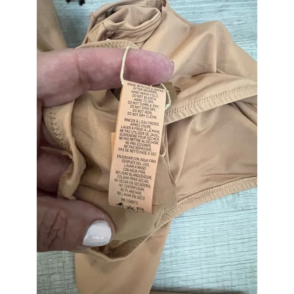 NWT SKIMS Recycled Swim Long Sleeve Shrug Plunge Swim Top Ochre Size L